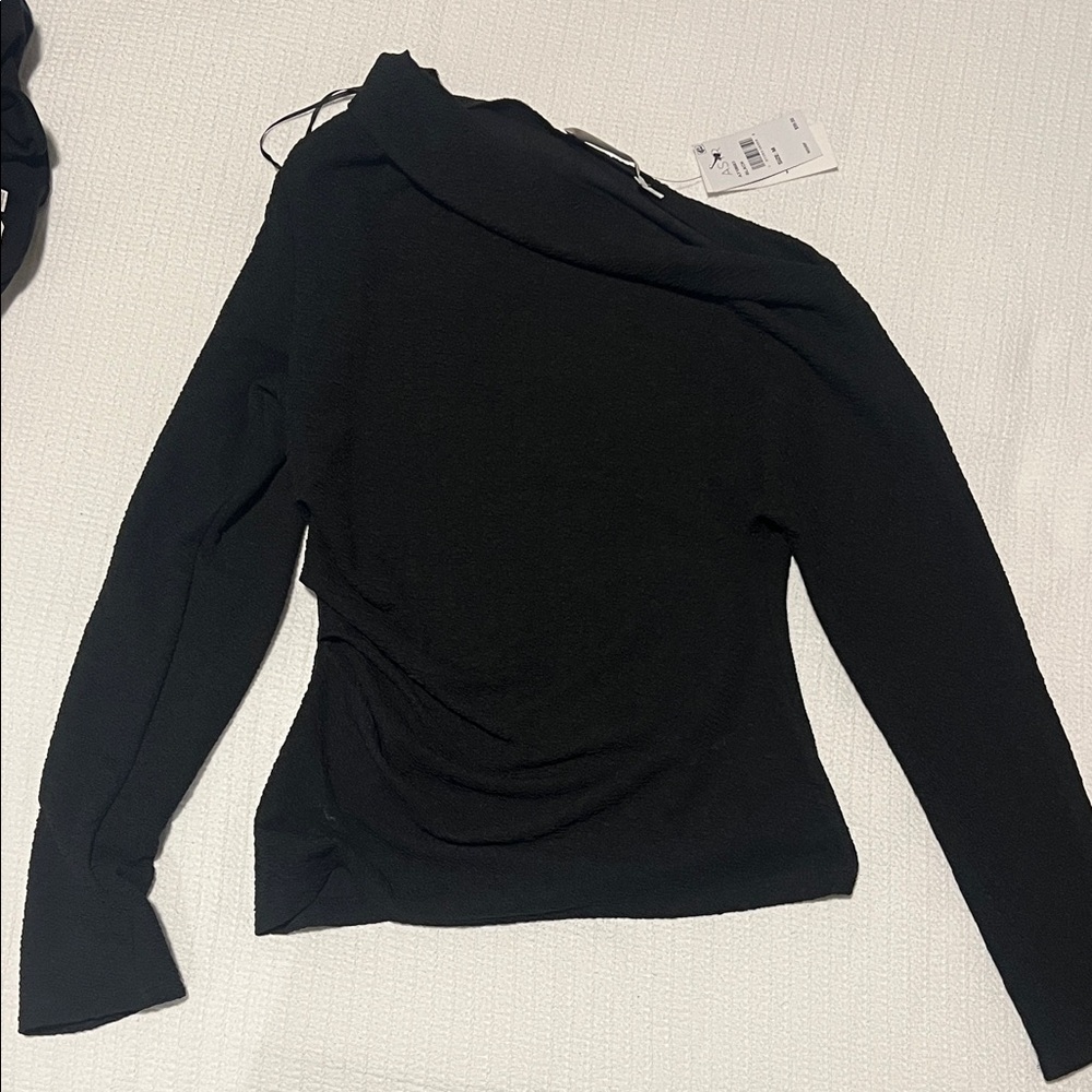 Astr Black Long Sleeve Off the Shoulder Top